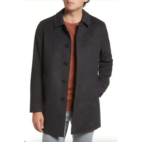 NORDSTROM Men's Russell Mac Wool & Cashmere Coat XL Grey Phantom Marl NWT - Picture 1 of 11